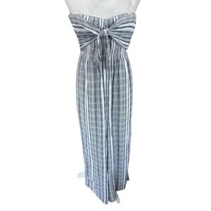 L*Space Riri Wide Leg Jumpsuit Womens Large Stripe Strapless Resortwear Beachy